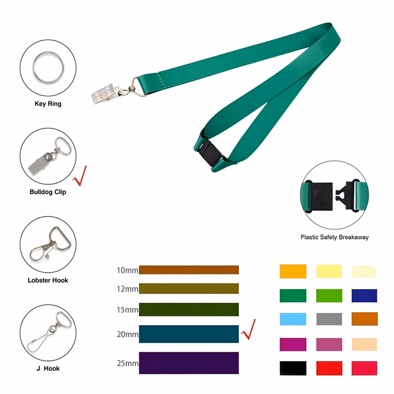 3/4" Wide Dye-Sublimated Polyester Lanyard W/ Metal Bulldog Clip & Plastic Safety Breakaway