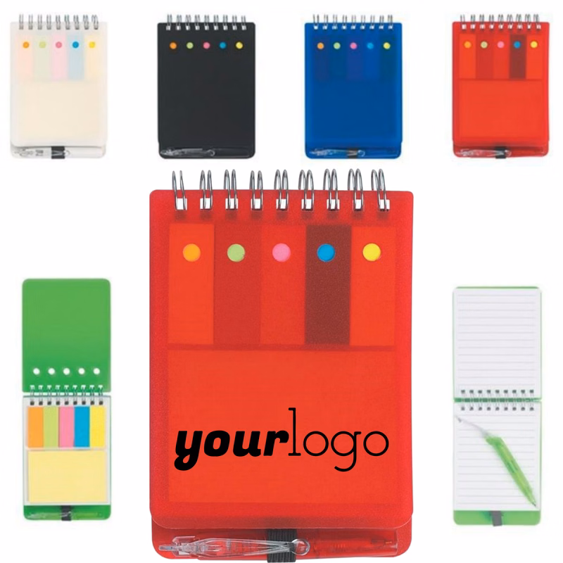 All - in - One Spiral Notebook: Sticky Notes, Writing Pad & Pen Included