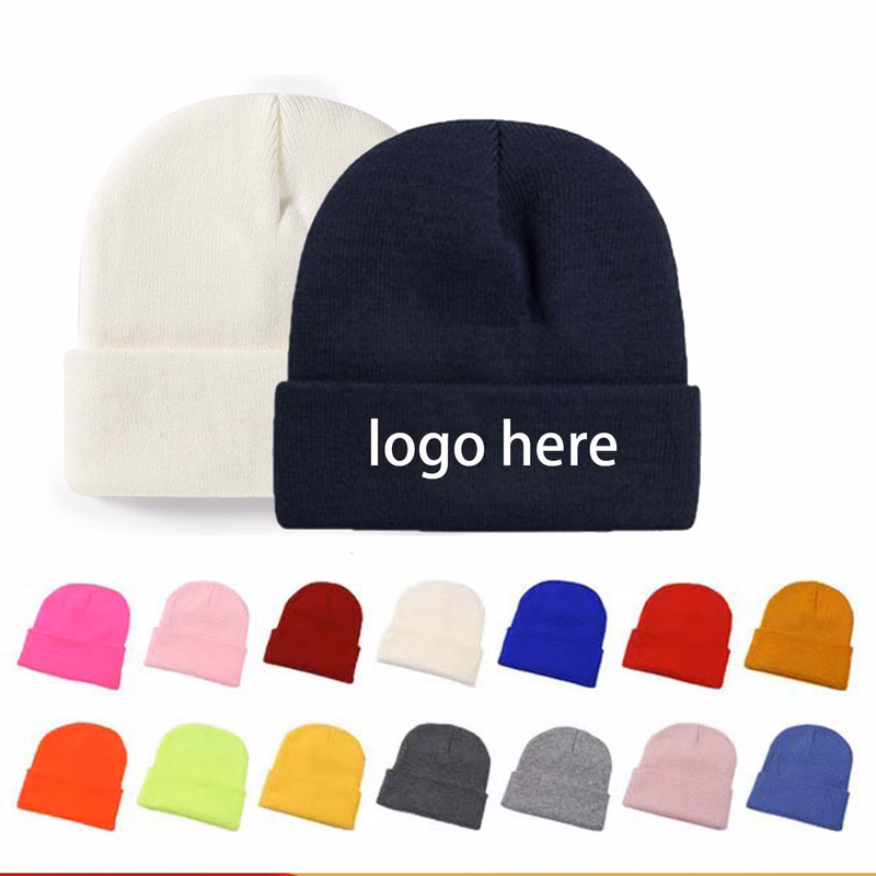 Double-Layered Cuffed Beanie with Leatherette Patch