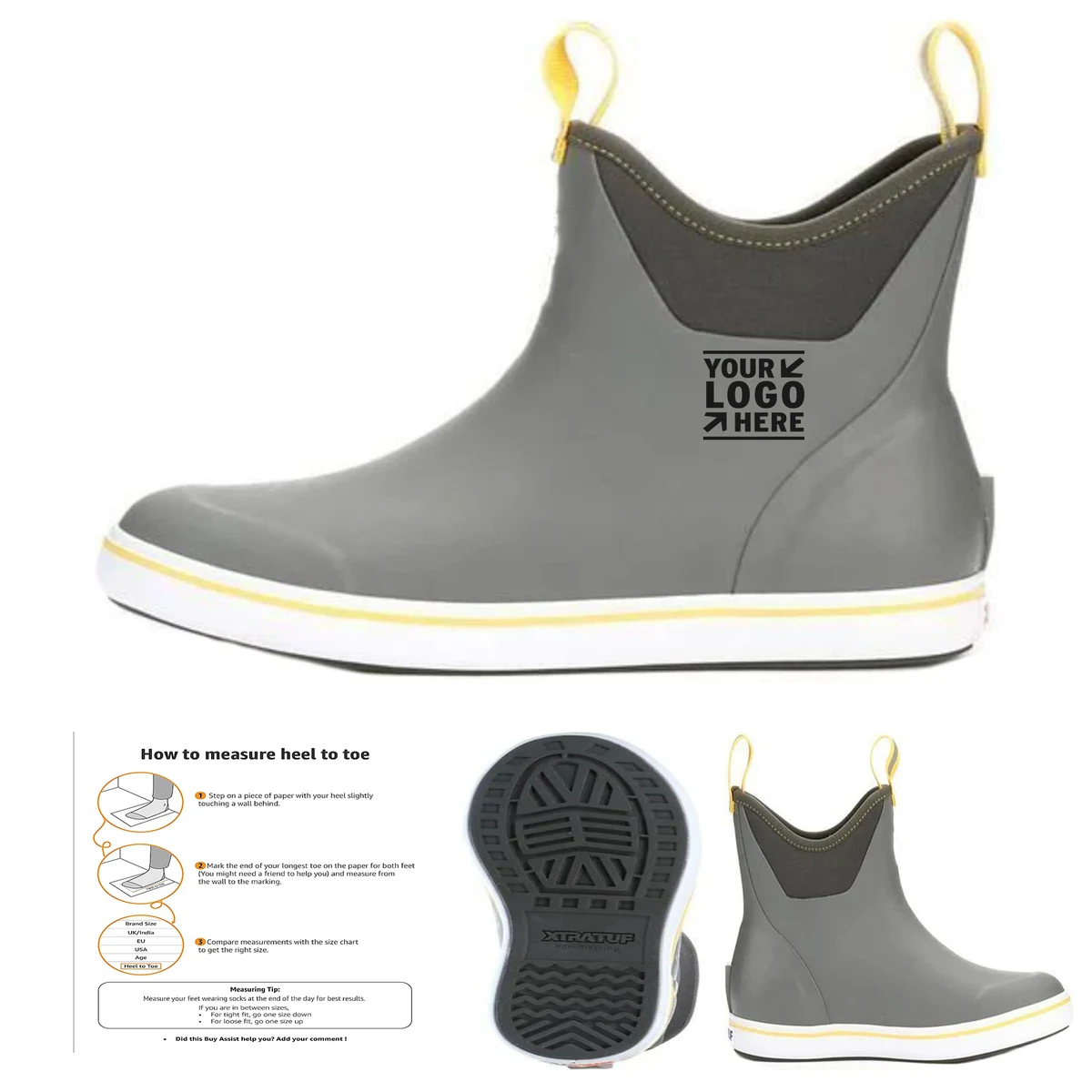 Rubber Chevron Pull Tabs Ankle Deck Boots 1