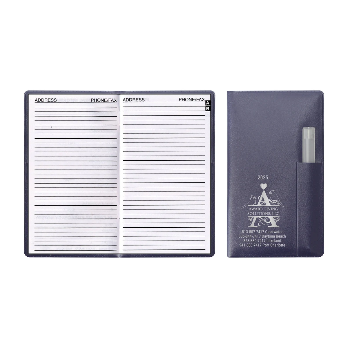 Executive Vinyl Cover Address Book with Pen 1