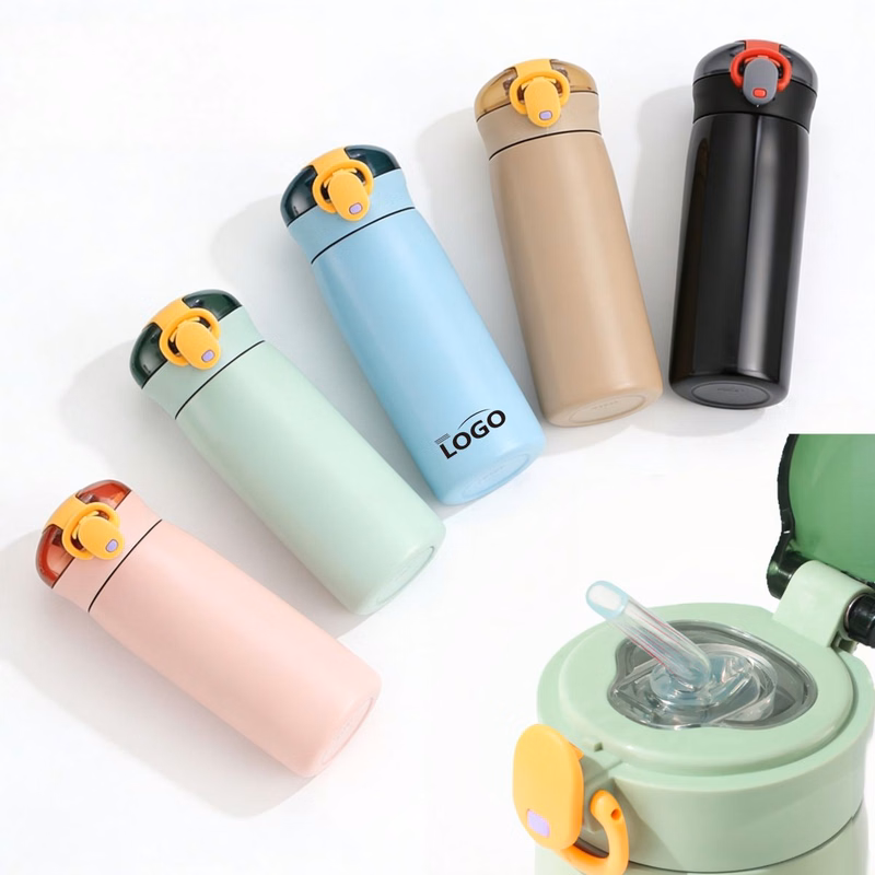 16oz Insulated Flip-Top Water Bottle with Straw