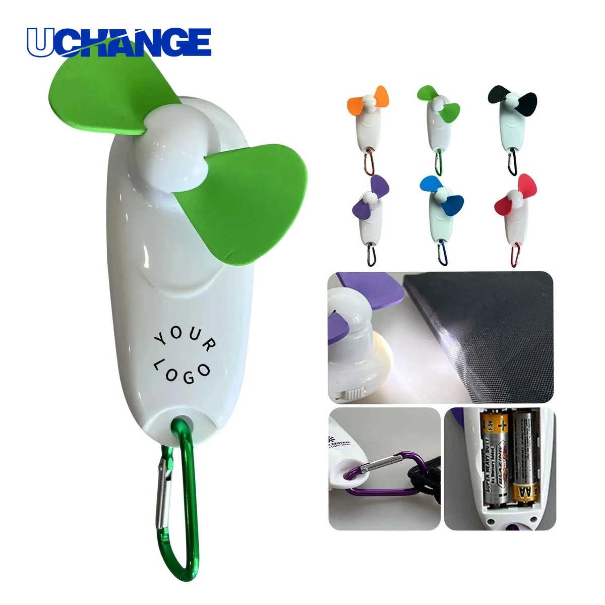 Mini Portable Fan with Flashlight and Hook Device 1