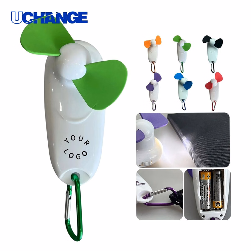 Mini Portable Fan with Flashlight and Hook Device