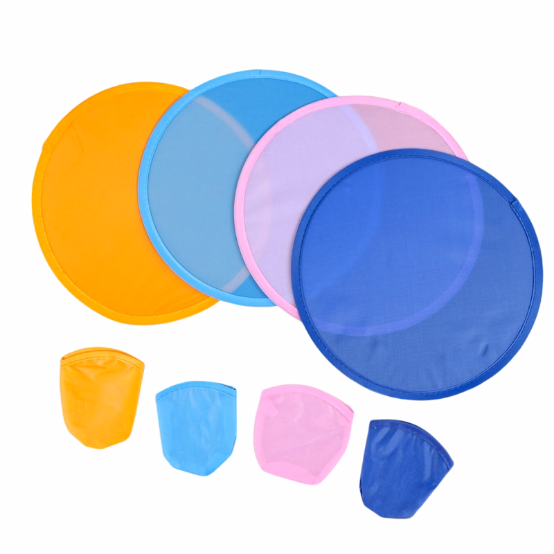 Folding Flyer Disc Hand Fan With Matching Pouch