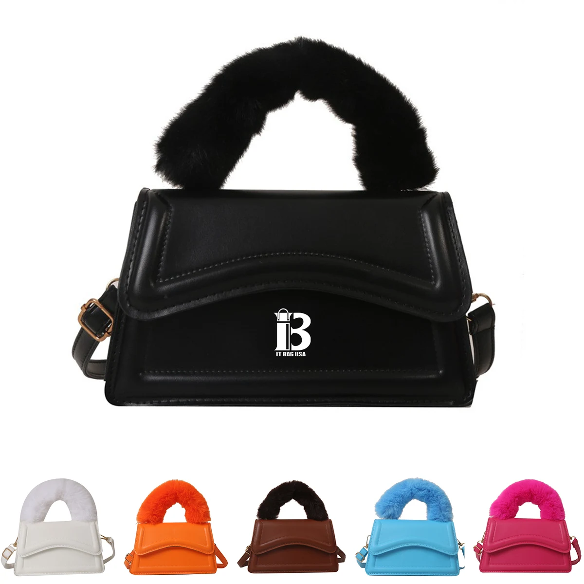 PU Solid Color Portable Diagonal Bag 1
