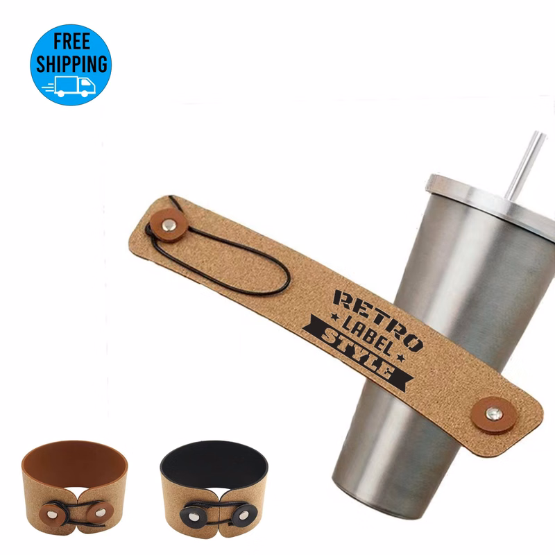 Retro Cork Cup Sleeve adjustable Holder/Bracelet