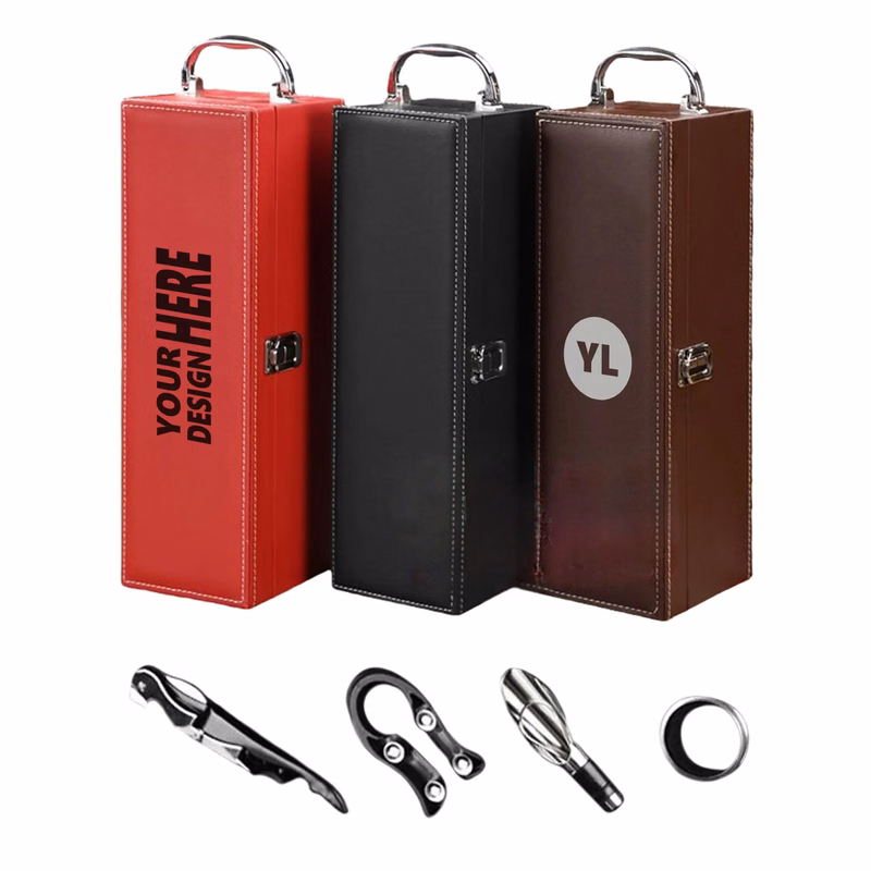 Leather Wine With Wine Tools Gift Box