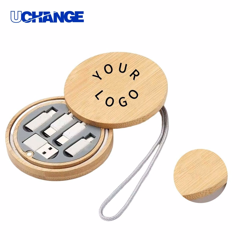 Compact Bamboo Charging Cable Kit