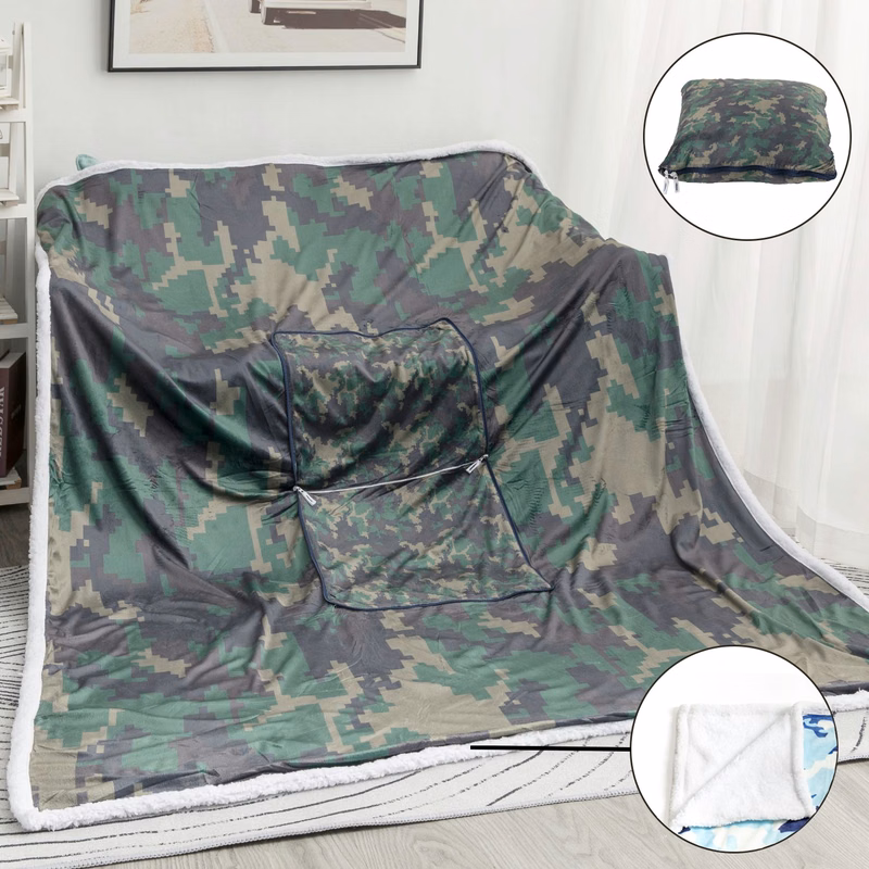 60" x 80" Oversize Sherpa Crystal Velvet Sublimation Pillow Blanket