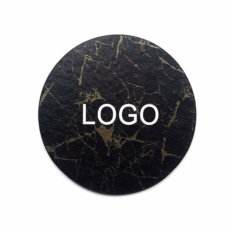 Round Marbled PU Leather Cup Coasters