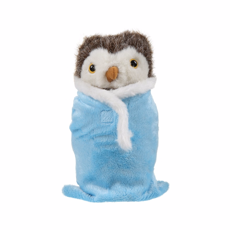 Soft Plush Standing Owl in sleeping bag