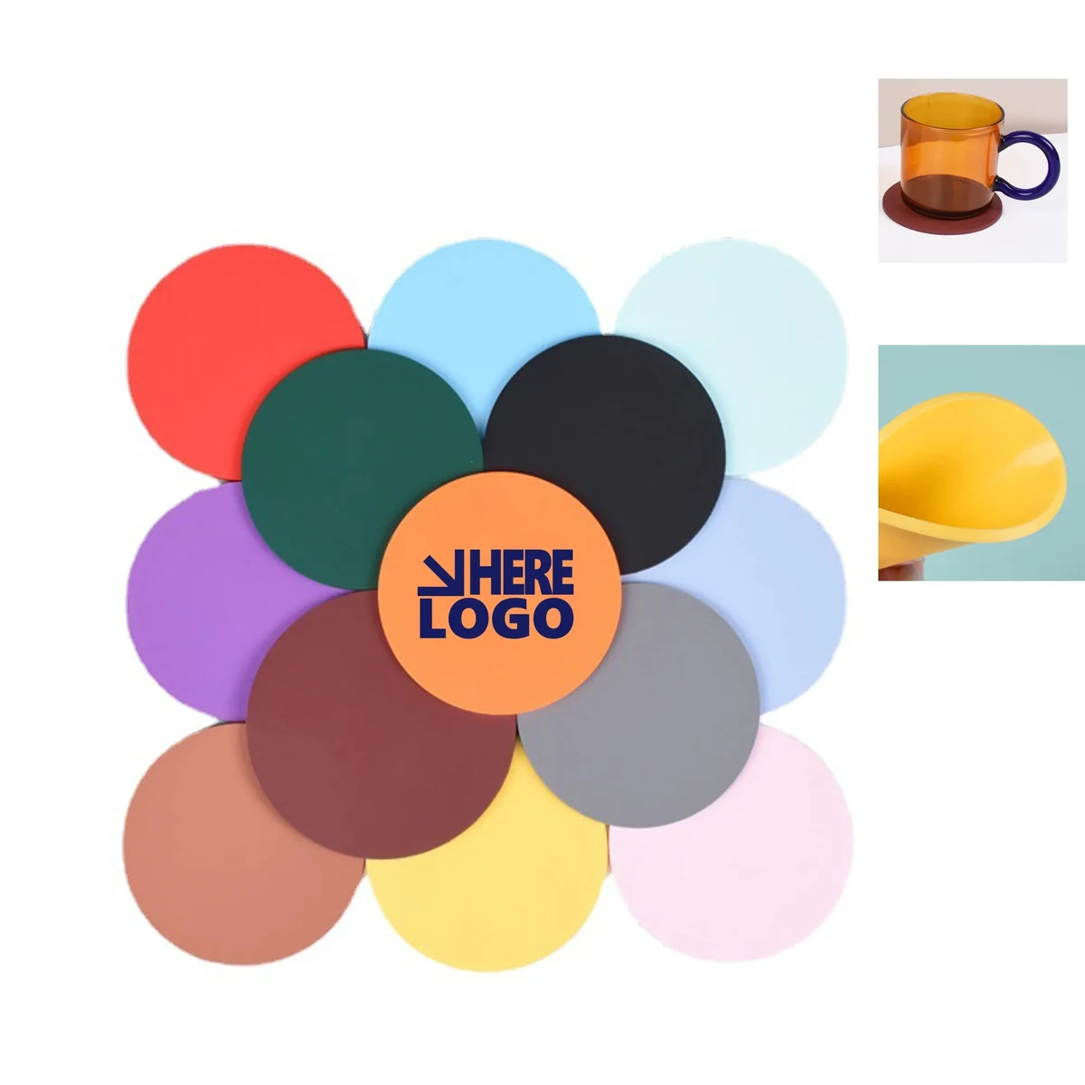 MOQ 100Pcs Soft PVC Round Rubber Silicone Coaster 1