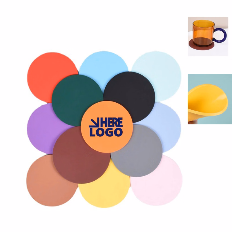 MOQ 100Pcs Soft PVC Round Rubber Silicone Coaster