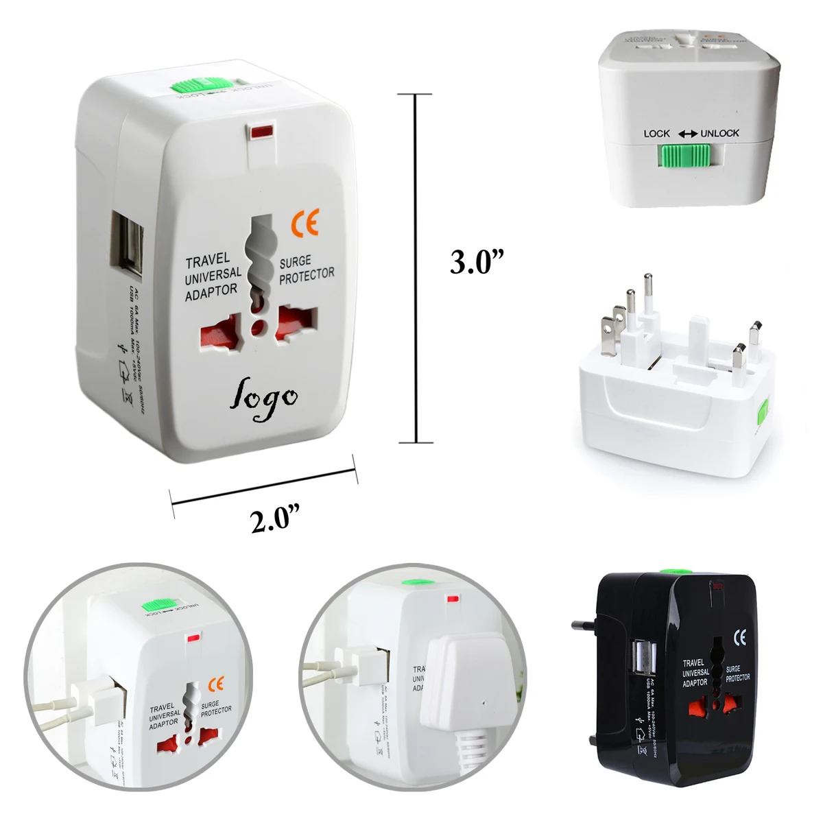 MOQ50 Universal Dual USB Travel Adapter 1