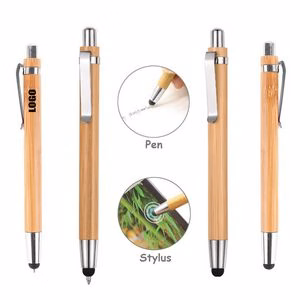 2 In 1 Bamboo Writing Pen With Stylus