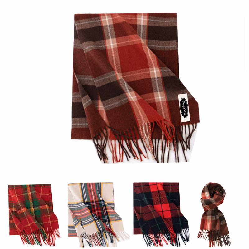 Christmas Checkered Scarf for Autumn and Winter
