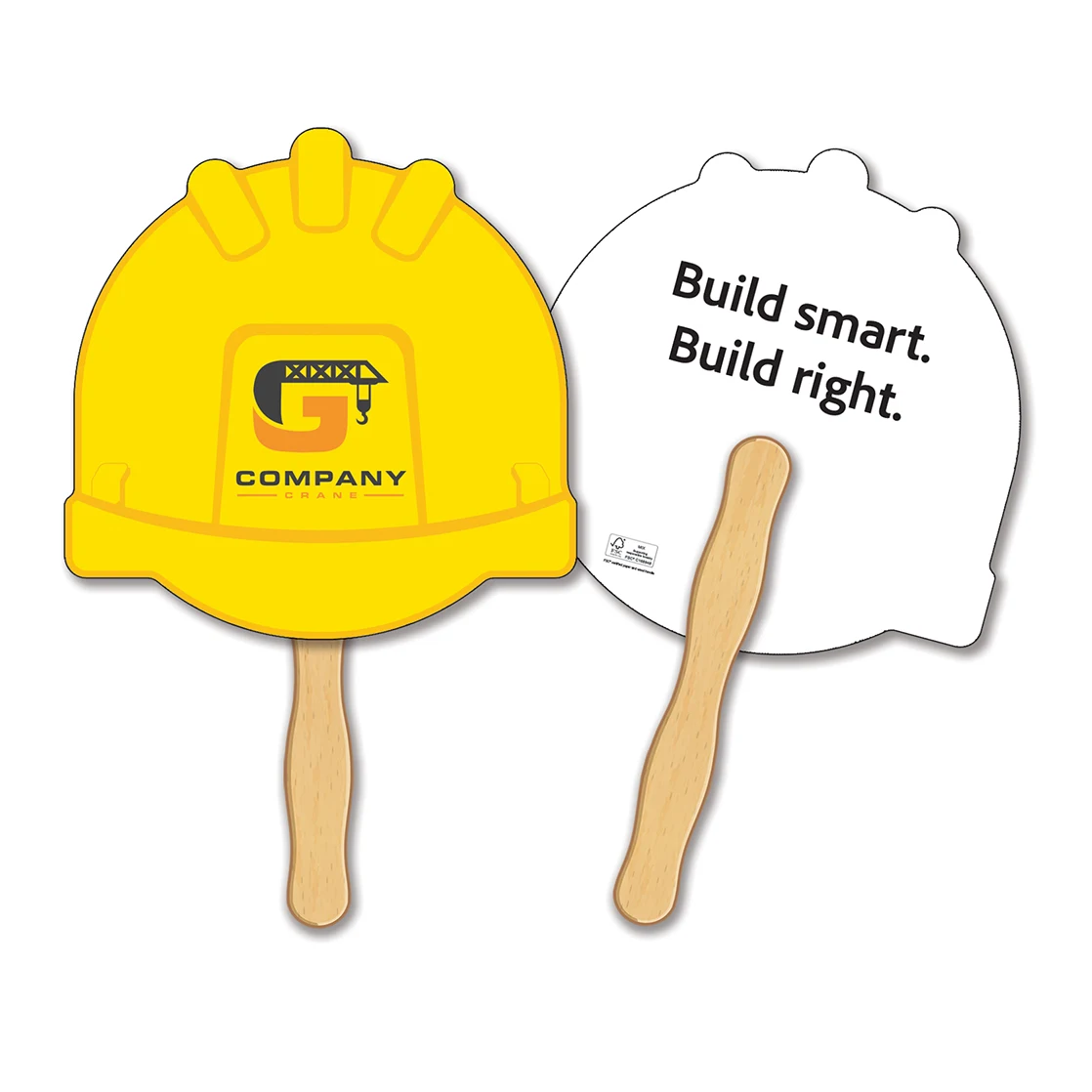HAND FANS - Full Color, Hard Hat Shaped Hand Fan 1