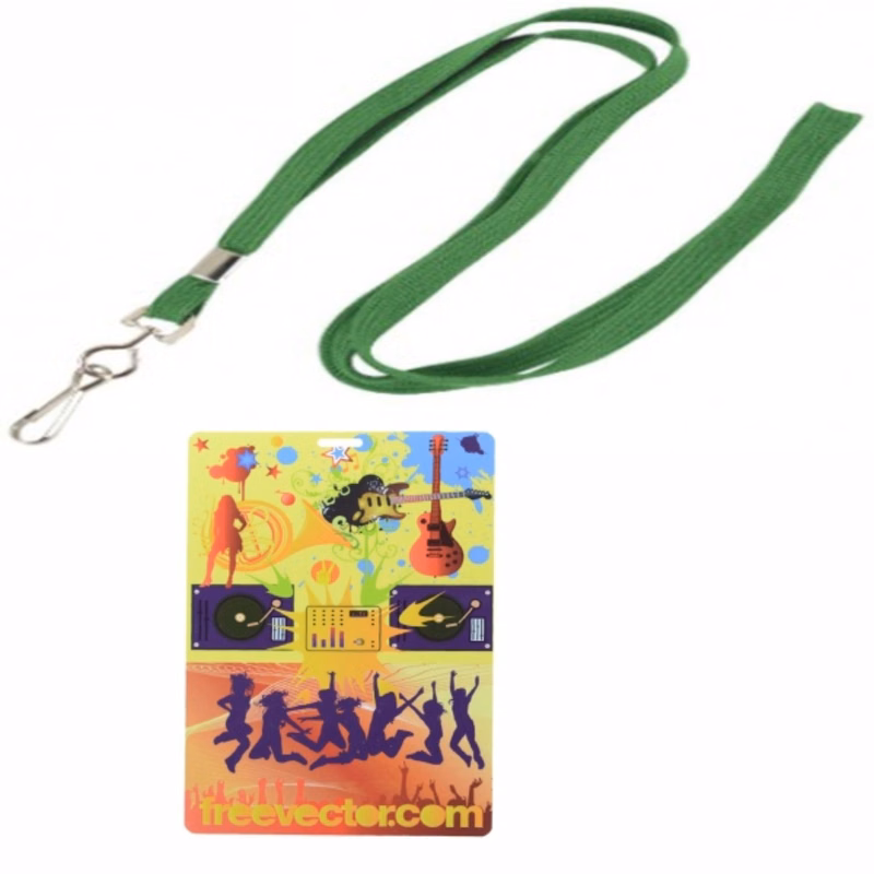 3/8" Flat Blank Lanyard with PVC Plastic Credential Badge