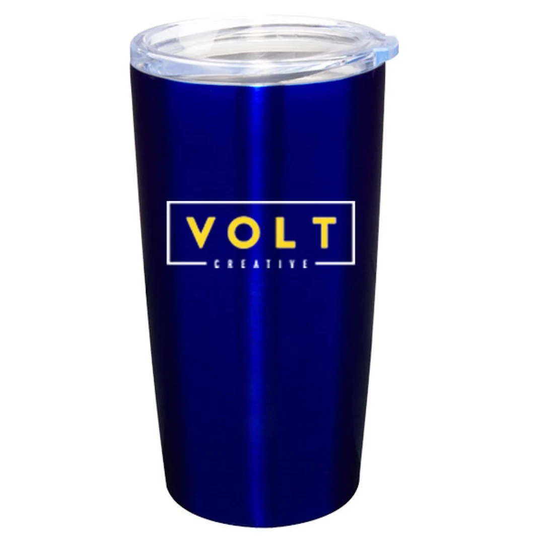 20 oz Pro20 Blue Vacuum Insulated Stainless Steel Travel Mug with Clear Lid 1