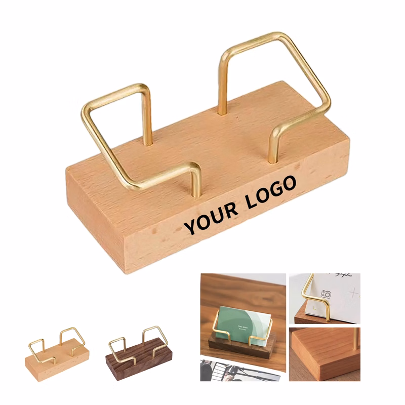 Wood Metal Business Card Holder