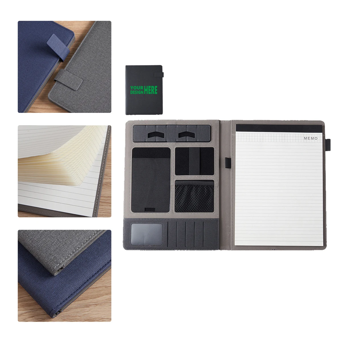 MOQ 20 Gray Fabric Contract Folder with Multifunctional Design 1