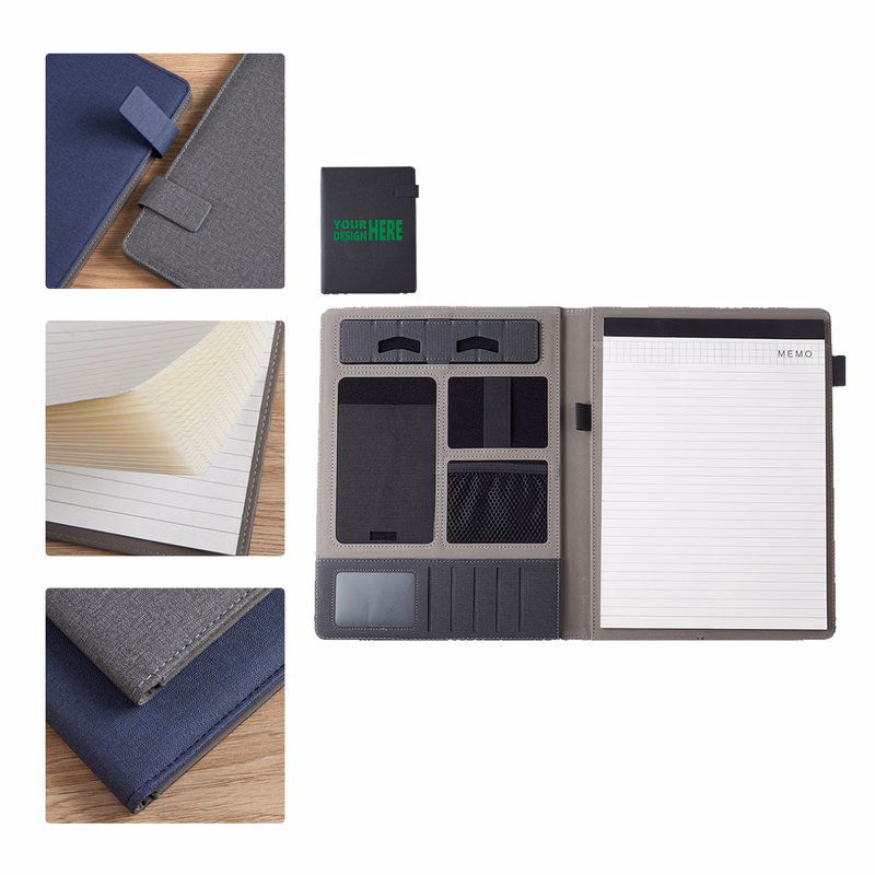 MOQ 20 Gray Fabric Contract Folder with Multifunctional Design