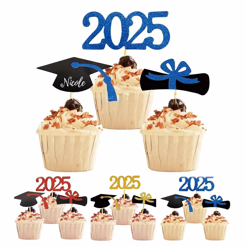 12Pcs Graduation Cake Toppers For Party Decorations
