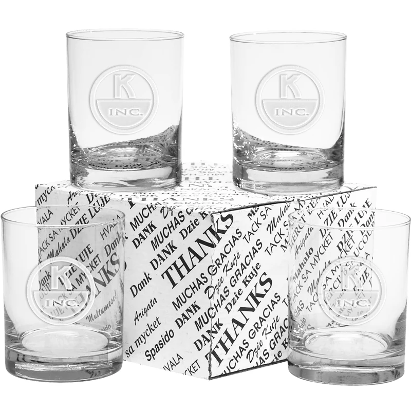 14 oz. Thank You Set of 4 DOF Glasses - Etch 1