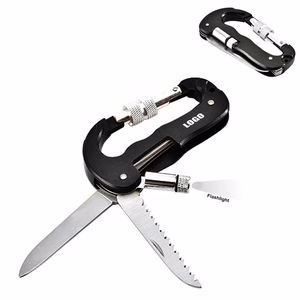 Versatile Carabiner Multitool Kit With Knife Flashlight