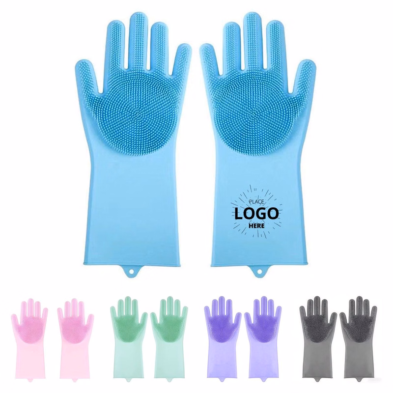 Silicone Household Dishwashing Gloves with Soft Brushes