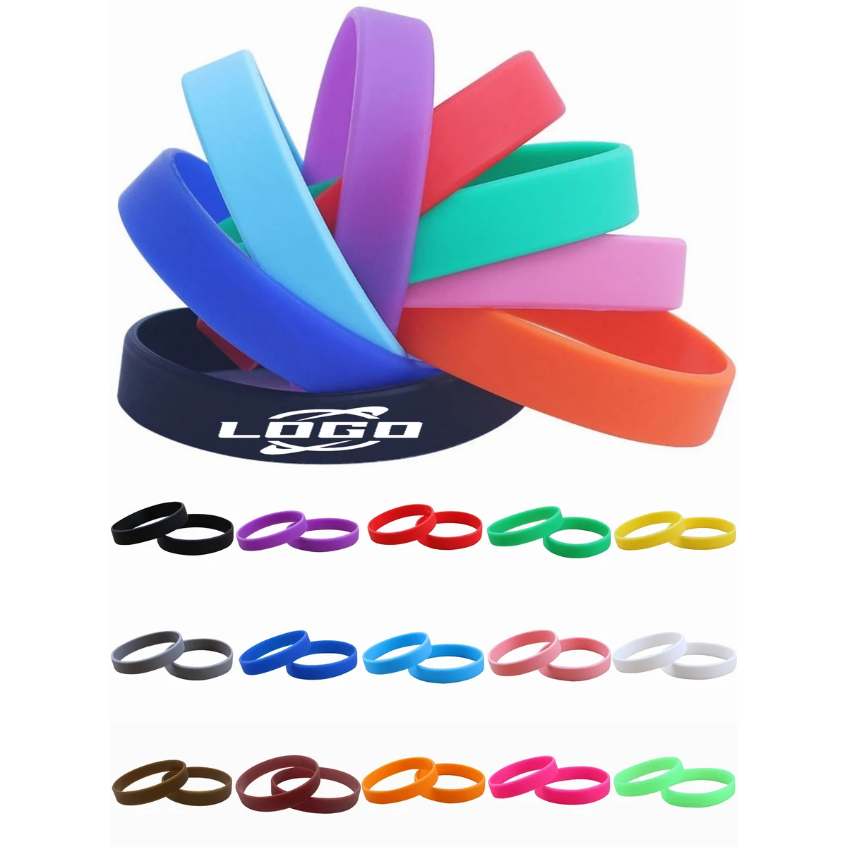 Custom Colorful Printed Silicone Wristbands 1