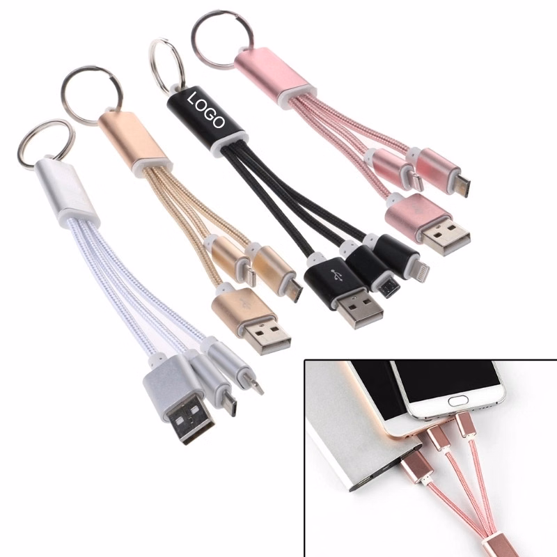 Metal 2-in-1 Charging Cable w/Keychain
