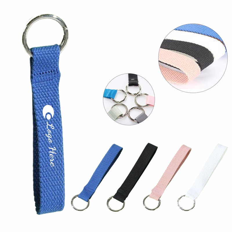 Polyester Wristband Keychain With Metal Ring
