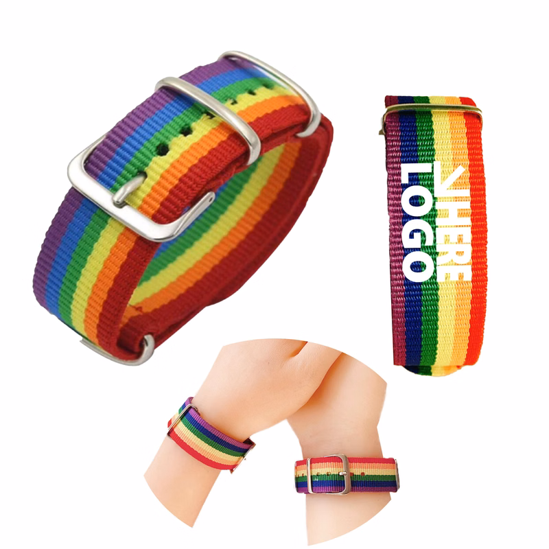 Bracelet Wristband Braided Rainbow Pride Day MOQ 100