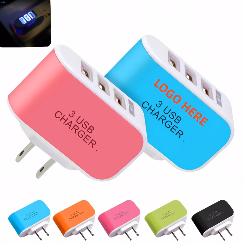 Glowing 3USB Candy Phone Charger Plug