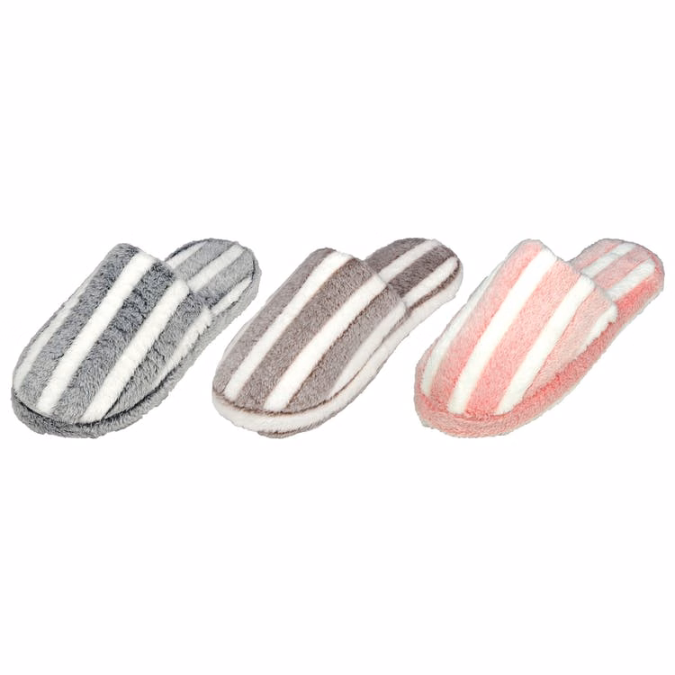 Women's Fuzzy Slippers - Striped Assorted