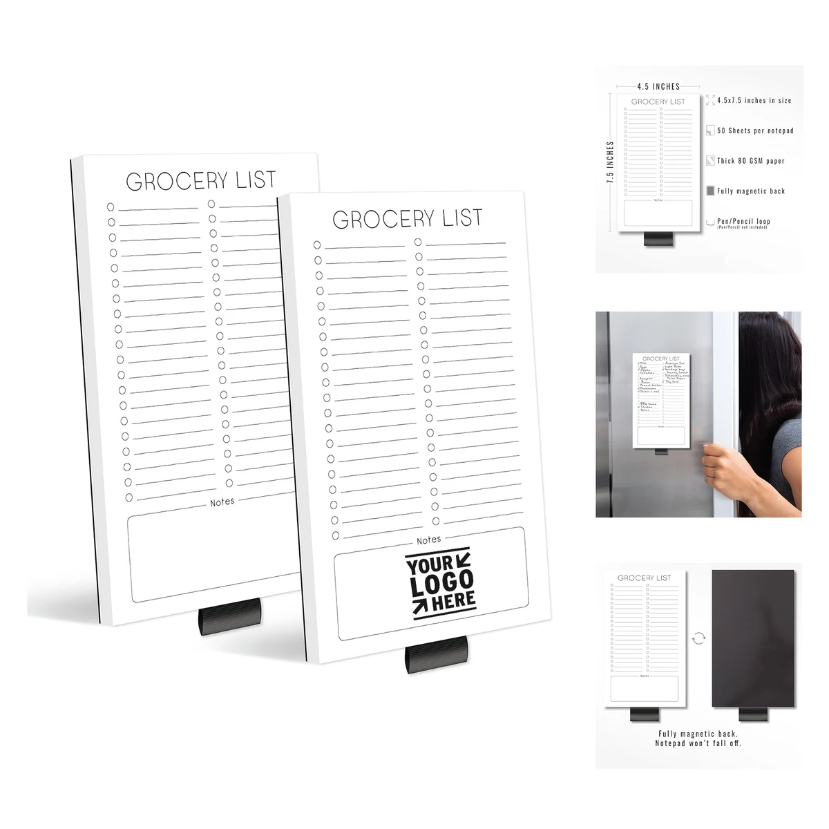 4.5" x 7.5" 50 Sheets Grocery List Magnetic Notepad 1