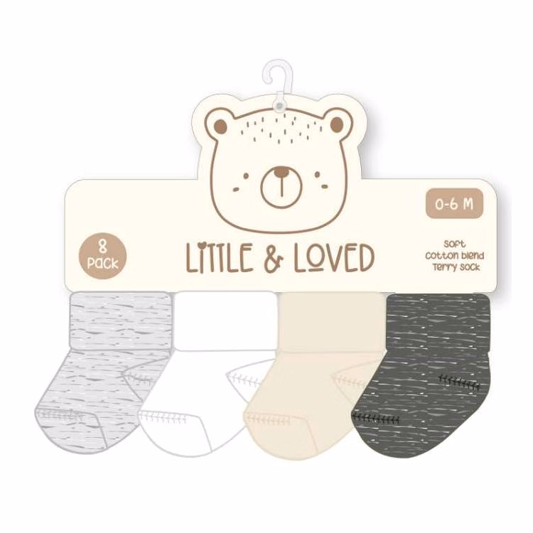 Boys' Terry Socks - Size 0-12M 8pk