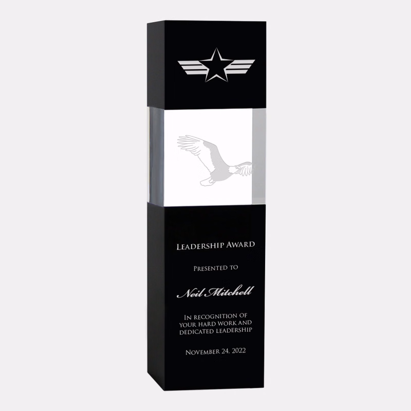 BLACK-CLEAR COLUMN OPTIC CRYSTAL AWARD