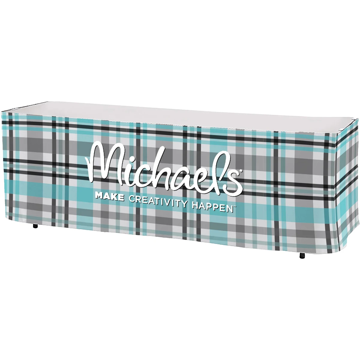 Premium Polyester, All Over Full color Table Skirt, 3 sided 8 Foot 1