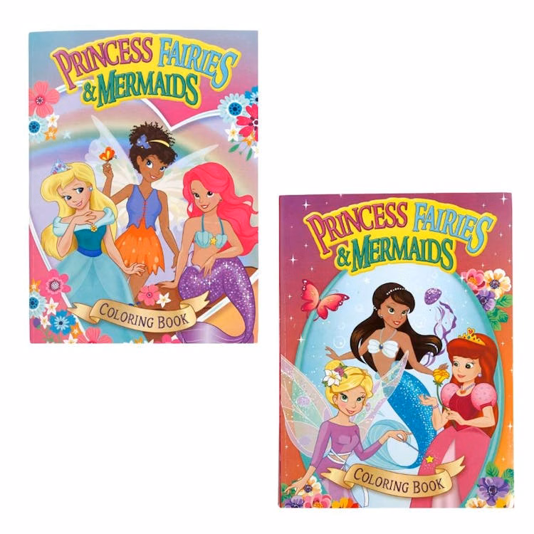 Princes Fairies and Mermaids Coloring Books - Two Titles