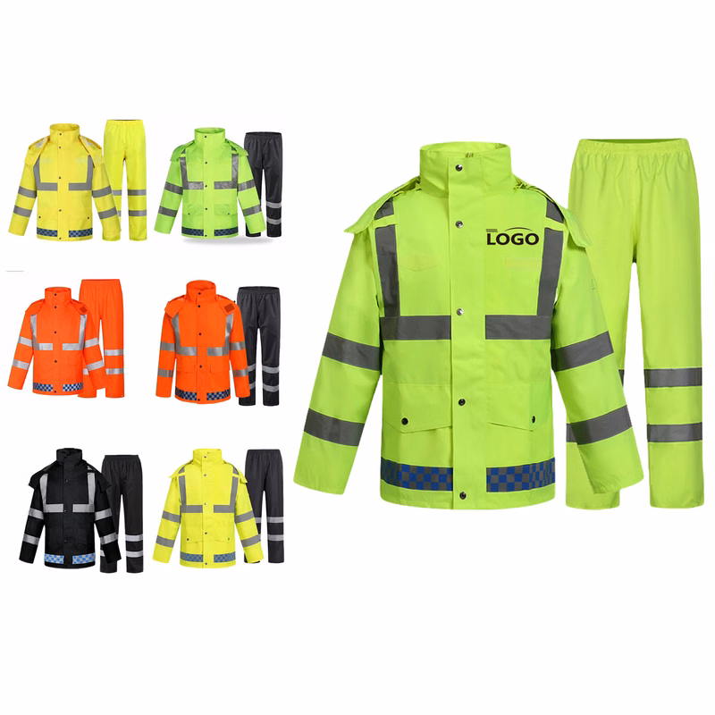 High Visibility Safety 300D Reflective Rain Jacket and Pants