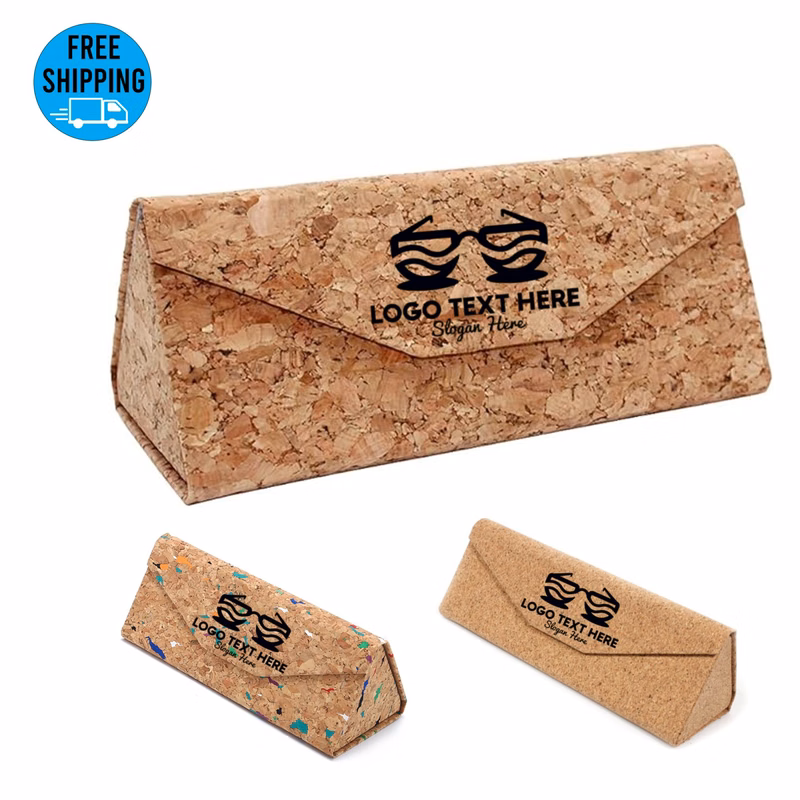 Foldable Triangle Cork Sunglasses Box/Eyeglass Holder Case