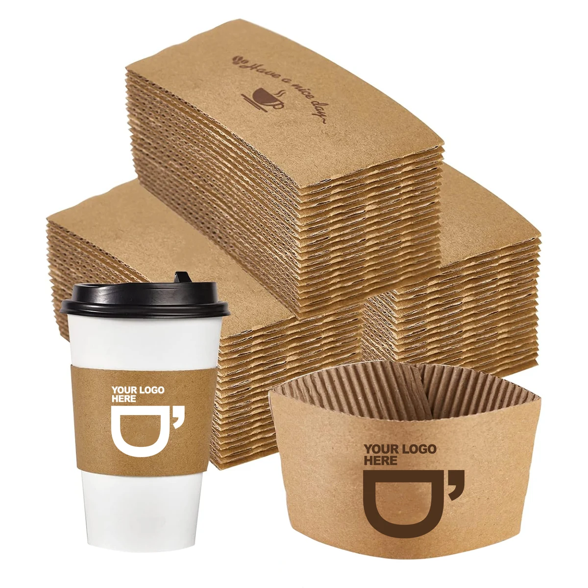 Disposable Kraft Paper Coffee Cup Sleeves 1