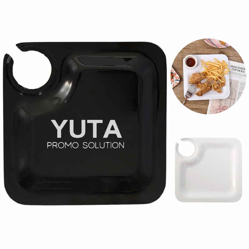 Melamine Appetizer Tray w/ Wine Glass Holder
