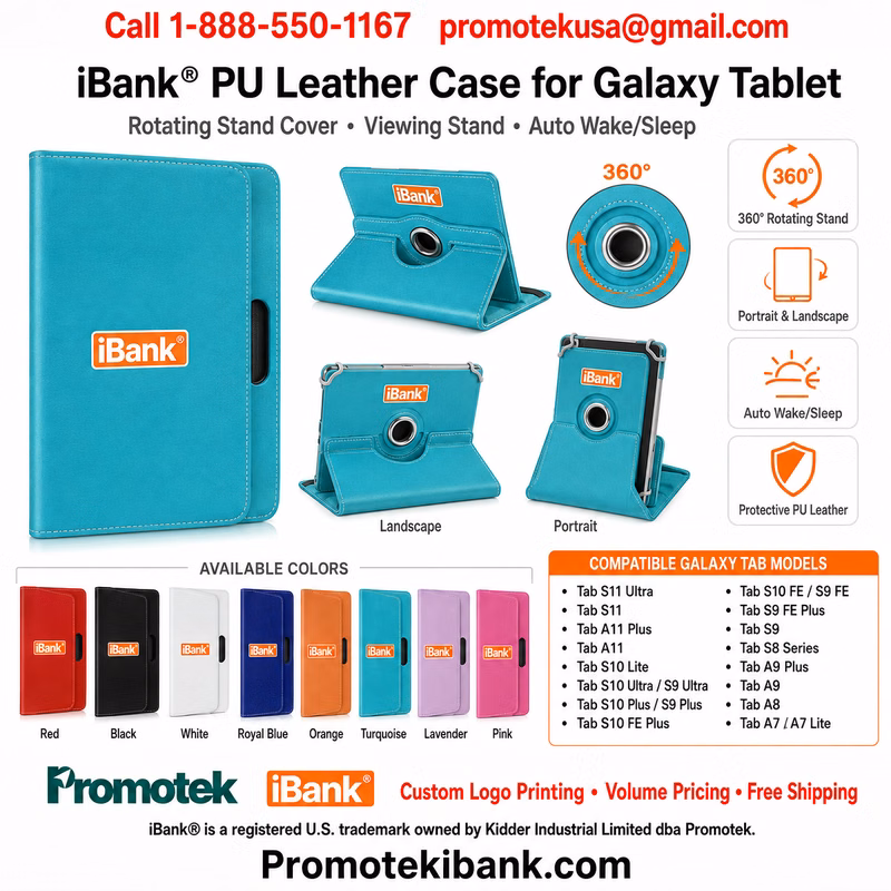 iBank® PU Leather Case for Galaxy Tablet, Rotating Stand Cover Viewing Stand Auto Wake/Sleep