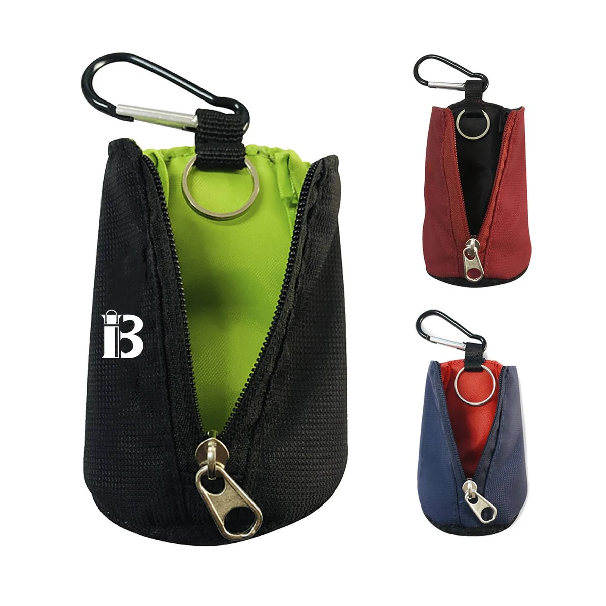Mini Polyester Golf Ball Pouch w/ Carabiner 1