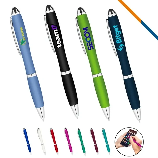 Custom 5.38 Inch Metallic Jewel Tone Stylus Ballpoint Pen — Twist Action Tech Promo 1