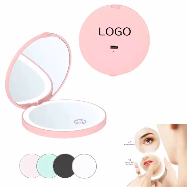 LED Pocket Mirror with Magnification and USB Cable